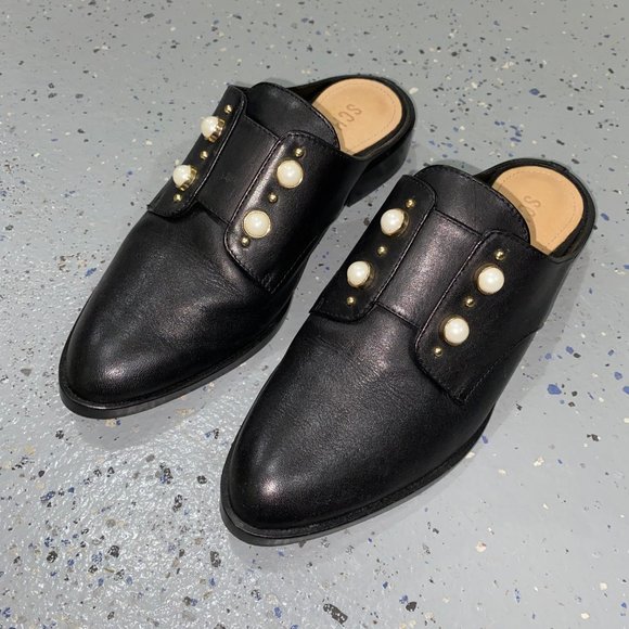 LIKE NEW Schutz Pearl Embellished Mule Black - Picture 5 of 7